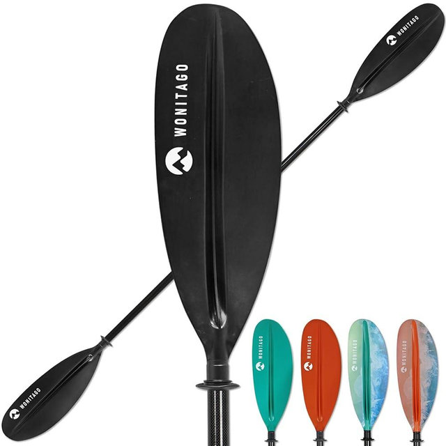 WONITAGO Kayak Paddle Premium Carbon Fiber Paddle with Reinforced PP + Fiberglass Blade, Floating Adjustable Kayaking Oars, 3 Piece, 220-240 cm/86-94 Inches, 240-260 cm/94-102 Inches