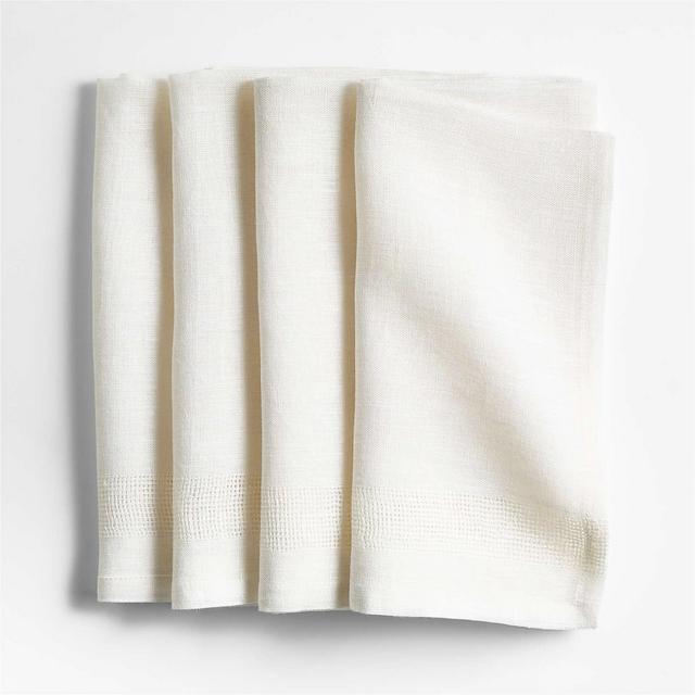 Torino Off White EUROPEAN FLAX ™ Linen Dinner Napkins, Set of 4