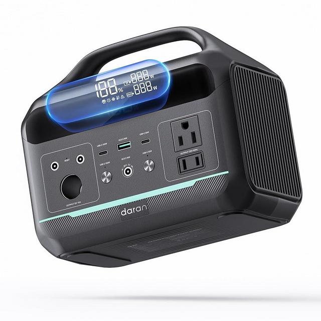 DaranEner Portable Power Station, 204Wh LiFePO4 Battery Backup w/ 2 300W (Surge 600W) AC Outlets, PD100W Fast Charging Outlet, Solar Generator for Outdoors Camping Travelling and Emergencies