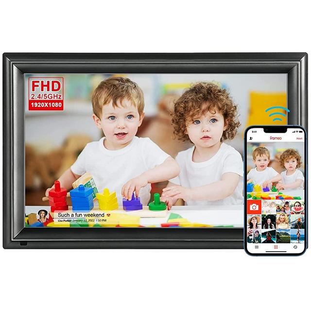 32GB 15.6inch FRAMEO Digital Photo Frame with 1920x1080 FHD IPS LCD Touch Screen, Dual-WiFi Share Photos & Videos Via Frameo App, Support USB Drive/SD Card Extend Storage, Motion Sensor, Auto-Rotate