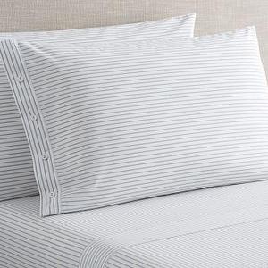 Organic Shirting Stripe Sheet Set -Blue Opal (King)