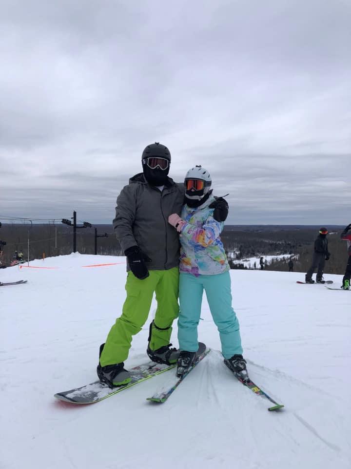 2019.  Our Peace Lutheran Church Ski trip! After many years of snowboarding, Camren taught Katie how to ski.