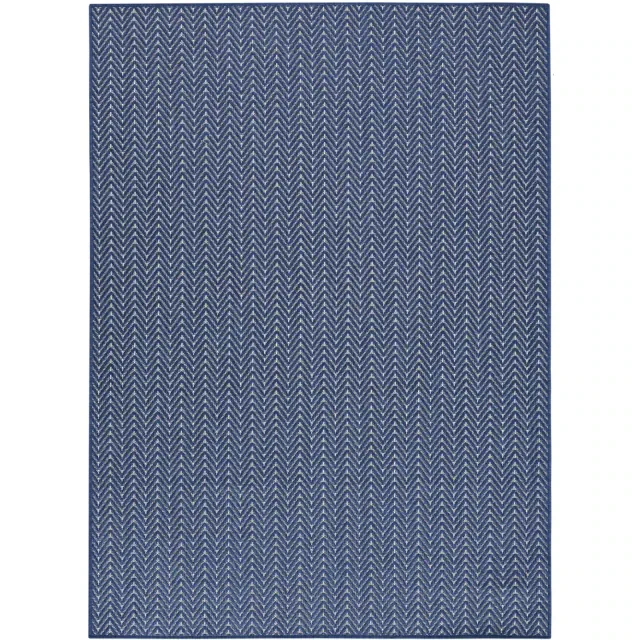 Nourison Horizon Indoor/Outdoor 6' x 9' Navy Modern Chevron Flatweave Rug