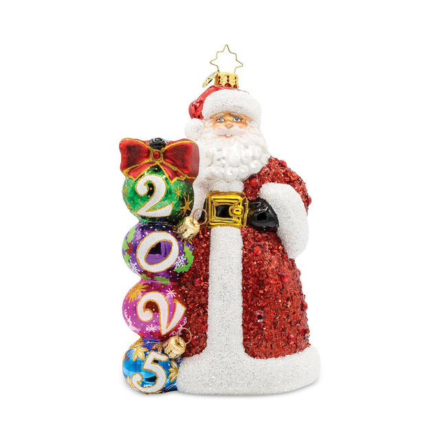 Christopher Radko Santa 2025 Christmas Countdown Snow Gifts Glass Ornament