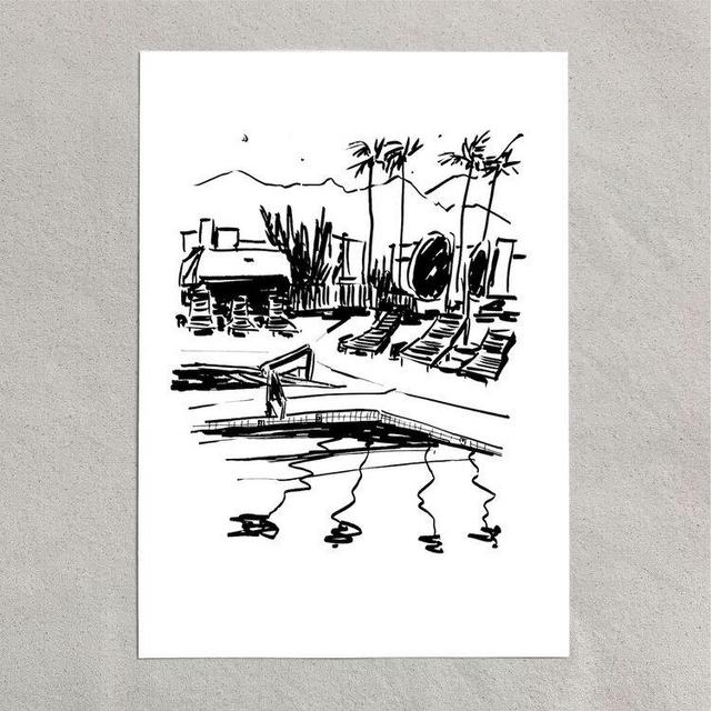 Palm Springs Poolside weekender Giclée print - A4 size
