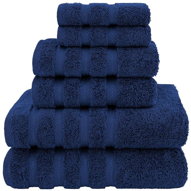 American Soft Linen Towel Set, 2 Bath Towels 2 Hand Towels 2 Washcloths Super Soft and Absorbent 100% Turkish Cotton Towels for Bathroom and Kitchen Shower Towel Navy Blue