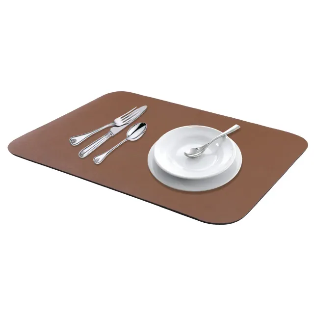 REGALWOVEN Large Diatomaceous Stone Dish Drying Quick Dry Coffee Bar Mats for Countertop Dishes Cups Brown 15.7*11.8 inch
