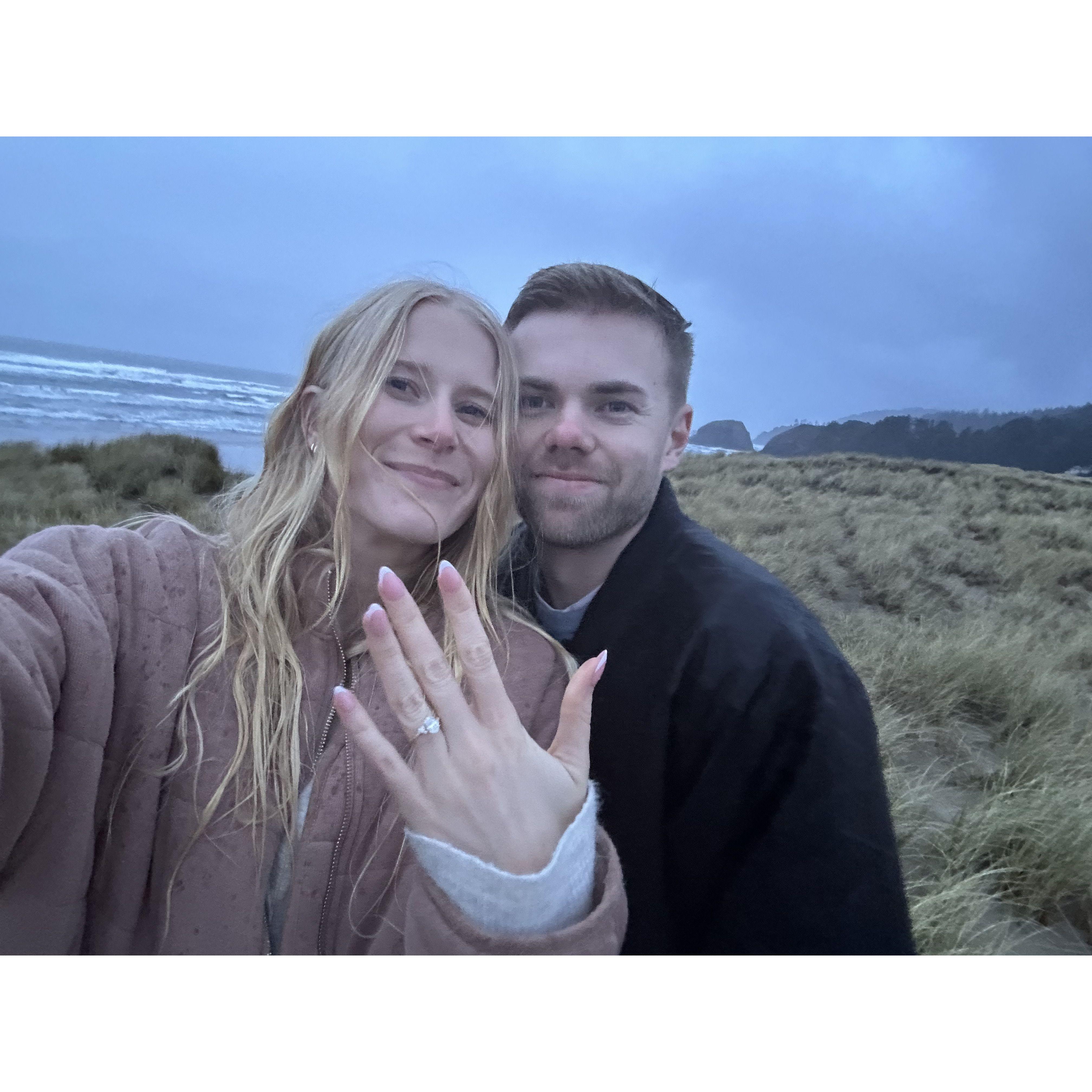 Went back in the evening to take a selfie. It was cold and rainy but we didn't care :)