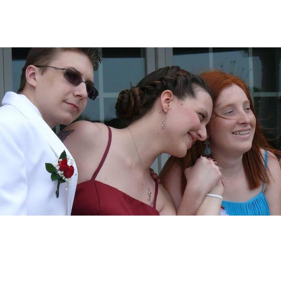 Chris, our friend Ashley, and I together for prom pictures (May 2014).