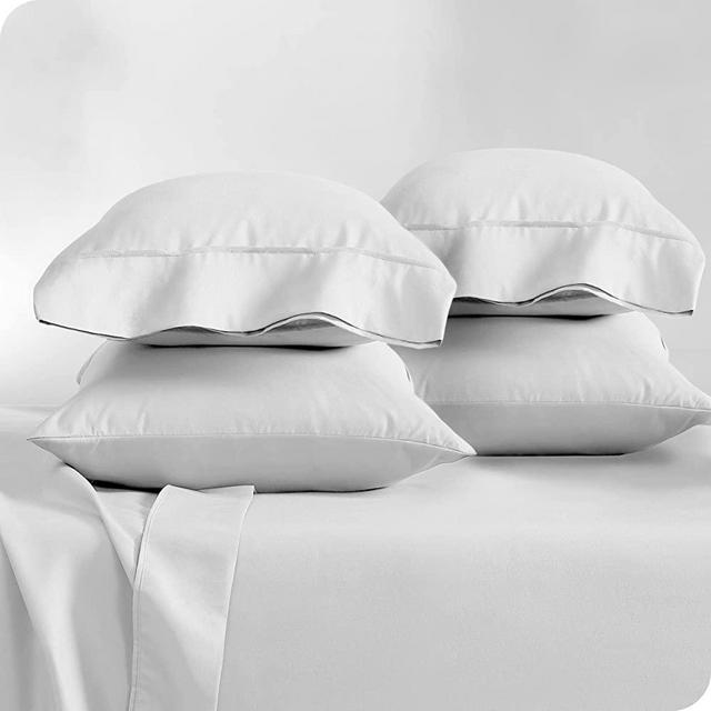 Bare Home Microfiber Bulk Pillow Cases - King Set of 4 - Cooling Pillowcases - Double Brushed - White Pillowcases 4 Pack - Easy Care (King - 4 Pack, White)