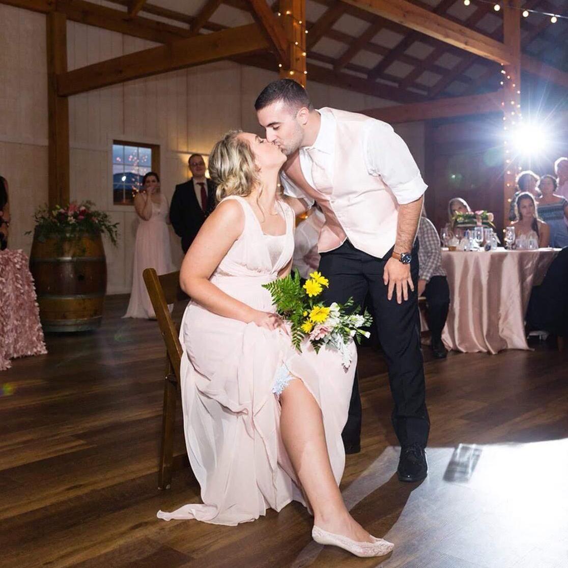 We caught the bouquet and garter at our friends' wedding. Julia may or may not have gotten a little too competitive with a 13 year old.