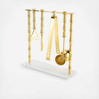 Gold Bamboo 5-Piece Bar Tool Set