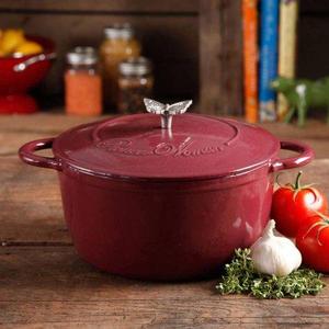 The Pioneer Woman Timeless Beauty 5-Quart Cast Iron Dutch Oven with Stainless Steel Butterfly Knob