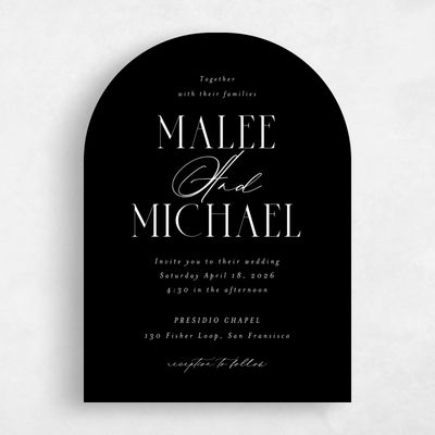 Black Arch Wedding Invitation - Portsmouth Portrait
