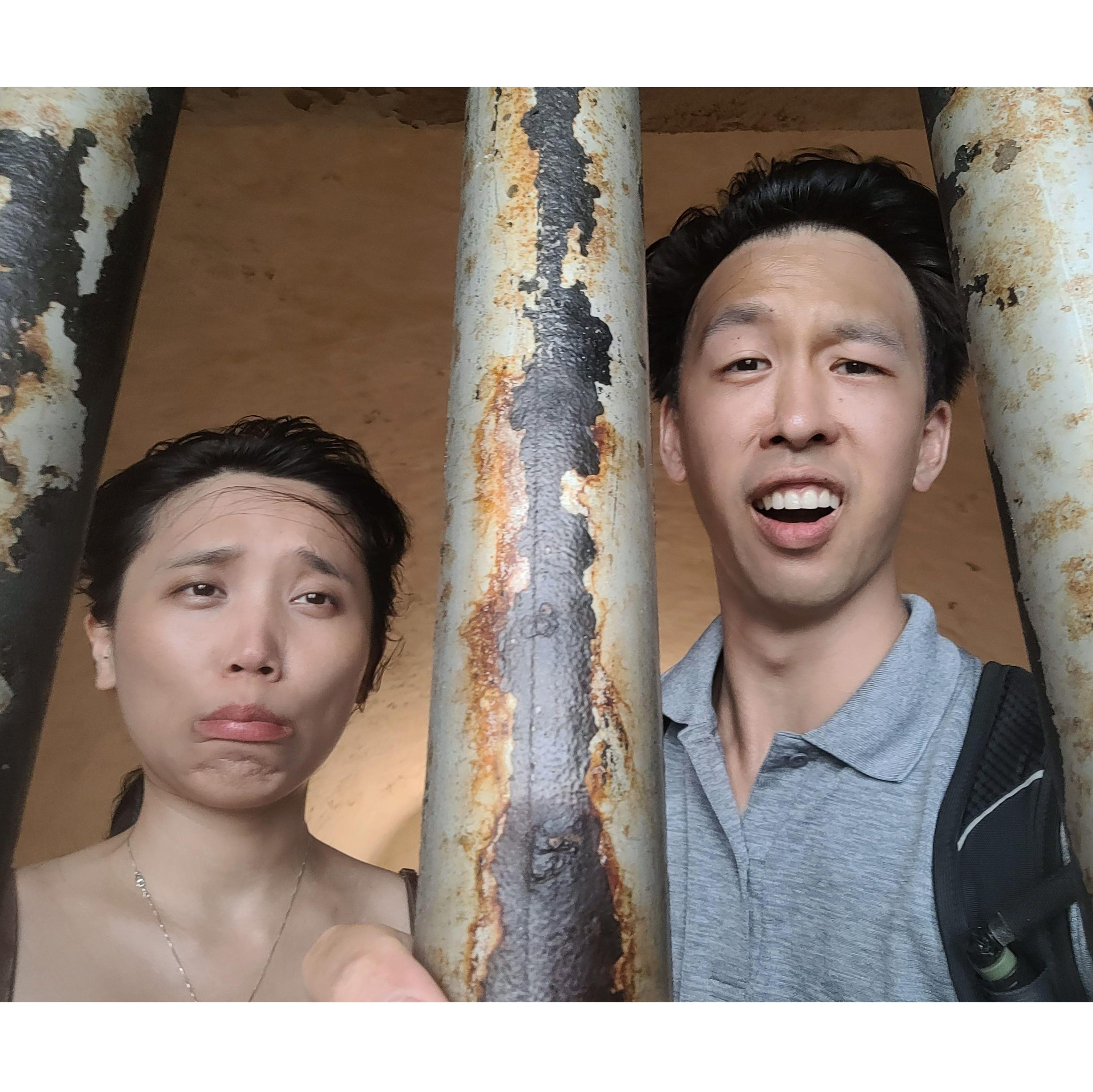 Trapped in a jail cell in San Juan.