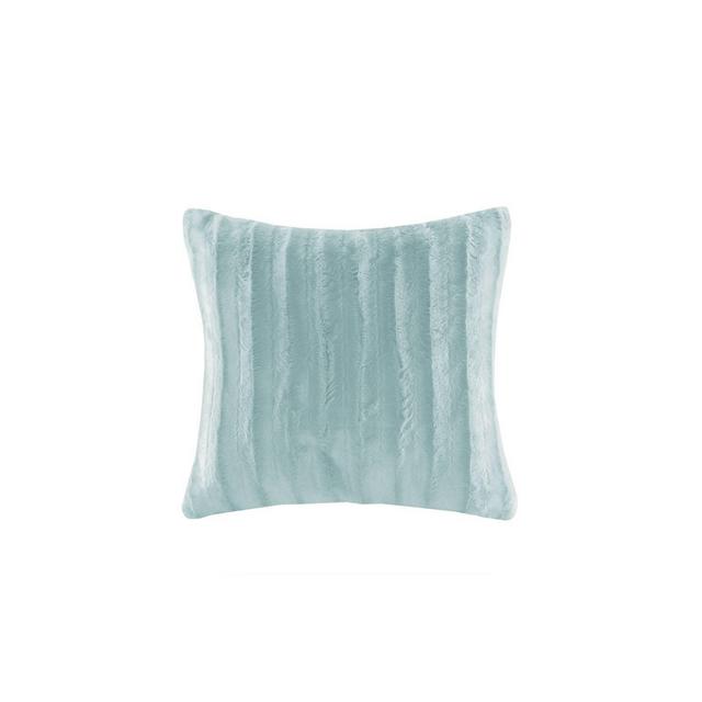20"x20" York Faux Fur Square Throw Pillow Blue
