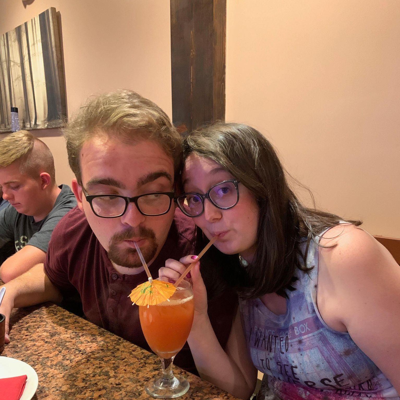 Cassie's first big girl drink in a restaurant!