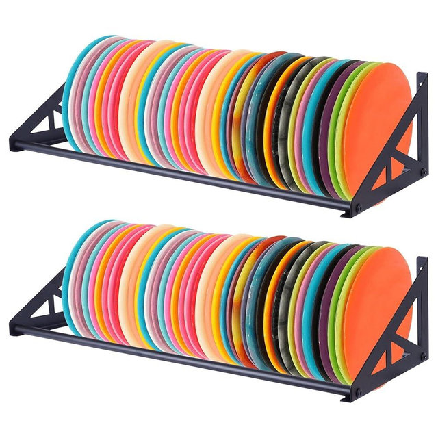 DECORDEEP Disc Golf Rack Wall Mount, Disc Golf Storage, Disc Golf Wall Hanger, Disc Golf Shelf for Wall, Disc Rack Storage, 2 Pcs Wall-Mounted Disc Golf Organizer for Home, Garage