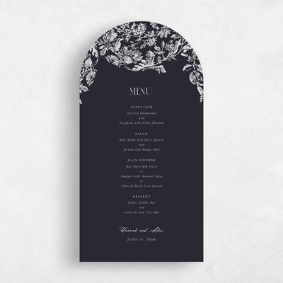 Black Arch Wedding Menu - Treviso