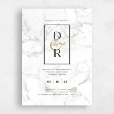 White Elegant Wedding Invitation - Benton Frame