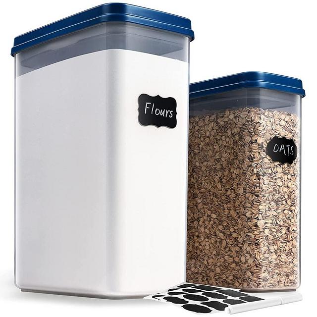 Airtight Food Storage Containers with Lids,Lockcoo 2-Pack (196Oz+115Oz) Extra Large Tall BPA Free Plastic Food Storage Containers for Flour & Sugar-Kitchen & Pantry Organization with 24 Labels