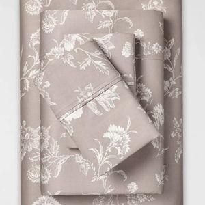 Khaki Floral Queen Sized Printed Performance 400 Thread Count Sheet Set - Threshold™