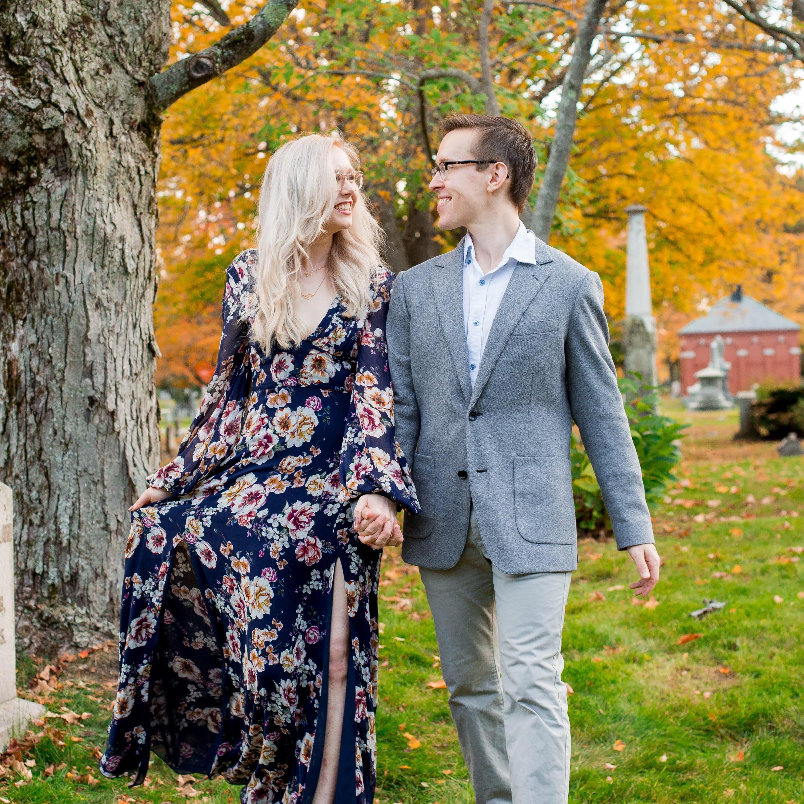 Engagement photos at Pine Hill Cemetery