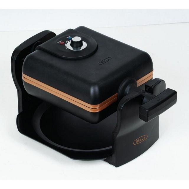 BELLA 4 Slice Rotating Black Belgian Waffle Maker