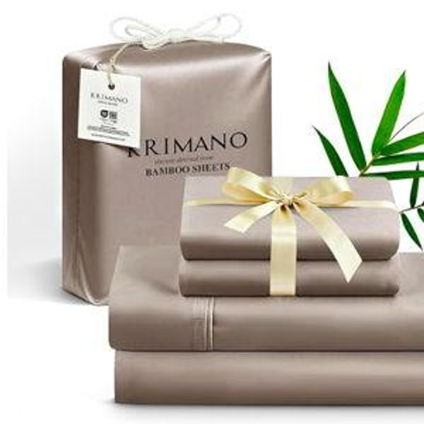 King Size Sheet Set, Viscose Bamboo Sheets for Bed Set 4pcs, 100% Viscose Derived from Bamboo, Hotel Luxury Silky & Cooling for Hot Sleepers, Deep Pocket Up to 17", Taupe