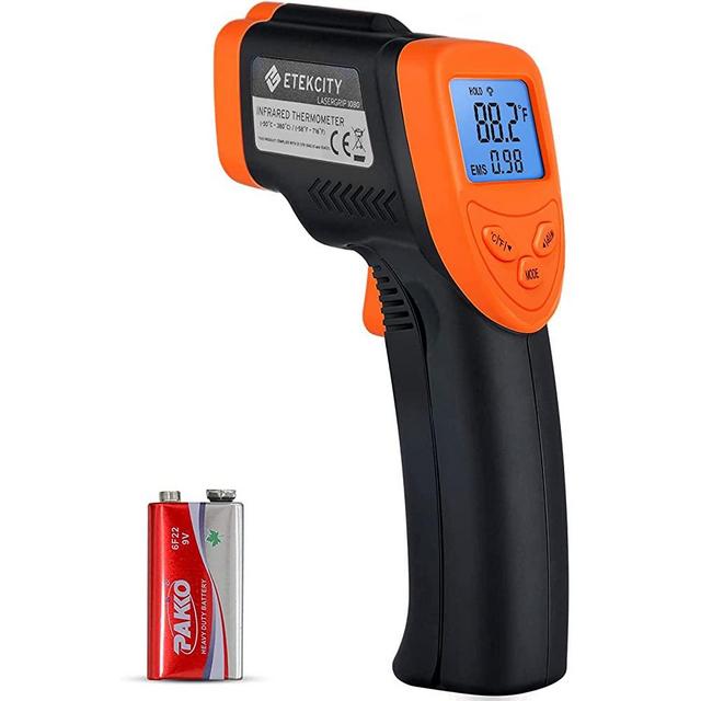 Etekcity Infrared Thermometer Upgrade 1080 (Not for Human) Temperature Gun Non-Contact Digital Lasergrip-58℉~1022℉ (-50℃～550℃)with Adjustable Emissivity & Max Measure, Orange and Black