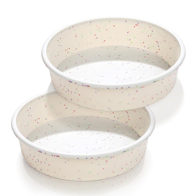 Vinino 6 Inch Silicone Round Cake Pan with Metal Reinforced Frame Set of 2, Nonstick Silicone Springform Pan for Baking Suitable for Making Layers, Cheese & Chocolate Cakes