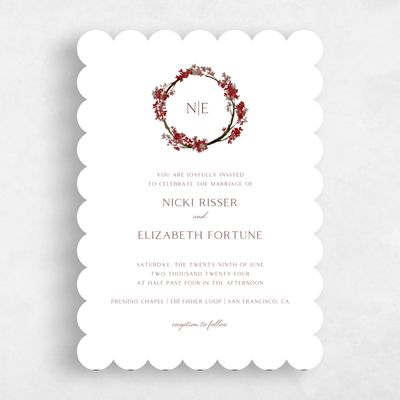 Red Scalloped Wedding Invitation - Allamia Classic