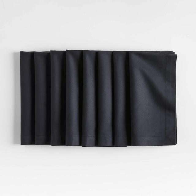 Aspen Ink Black Cotton Napkins, Set of 8