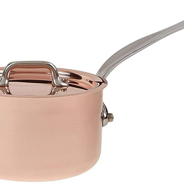Mauviel Made In France M'Heritage Copper M150S 0.9-Quart Saucepan with Lid, Cast Stainless Steel Handles.