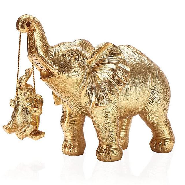 ZJ Whoest Elephant Statue. Gold Elephant Decor Brings Good Luck, Health, Strength. Elephant Gifts for Women, Mom Gifts. Decorations Applicable Home, Office, Bookshelf TV Stand, Shelf, Living Room