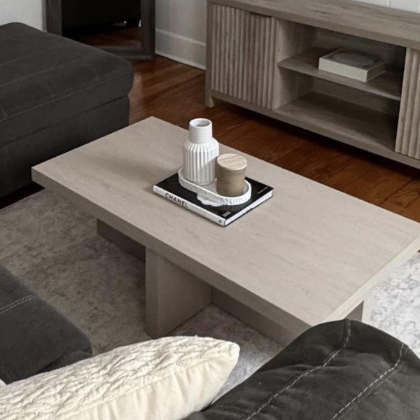 Henn&Hart Elna Coffee Table, 44" Wide,Grey