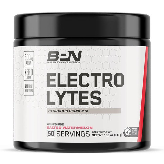 BARE PERFORMANCE NUTRITION Electrolytes, Optimize Performance, Increase Endurance and Stamina, Energy Supplement, Maximize Hydration (50 Servings, Salted Watermelon)
