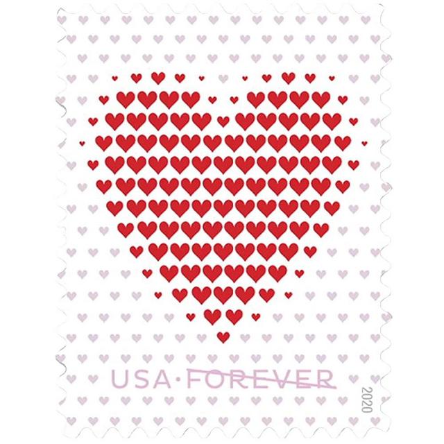 Made of Hearts Sheet of 20 Forever First Class Postage Stamps Wedding Celebration Love Valentines (5 Sheets of 20)