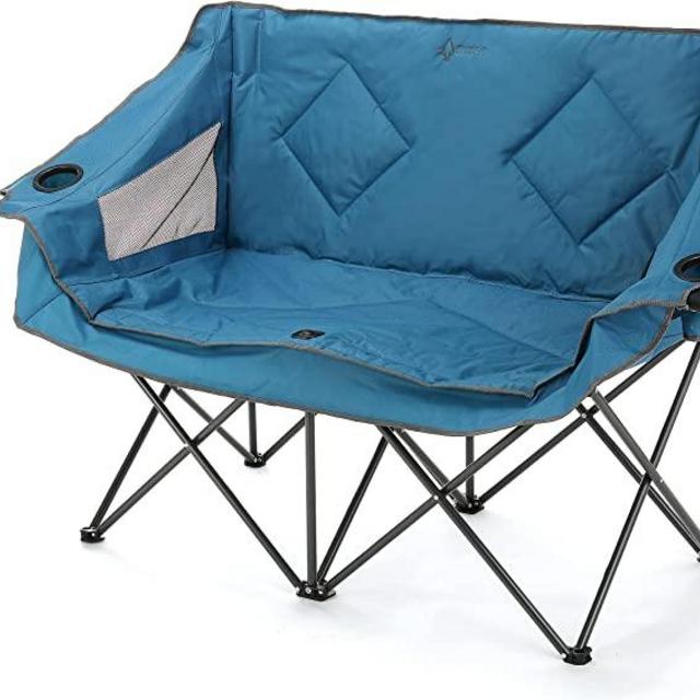 ARROWHEAD OUTDOOR Portable Folding Double Duo Camping Chair Loveseat w/ 2 Cup & Wine Glass Holder, Heavy-Duty Carrying Bag, Padded Seats & Armrests, Supports up to 500lbs, USA-Based Support