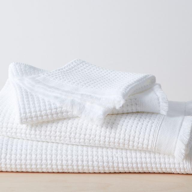 Stonewashed Waffle Towels - White - Hand Towel