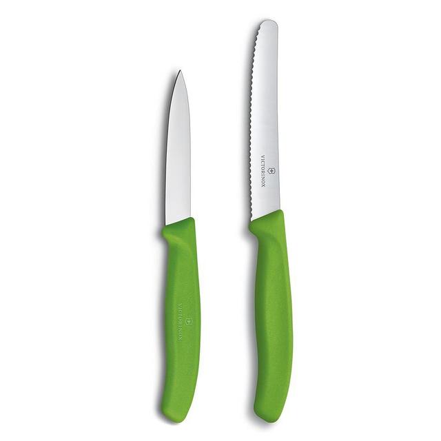 Victorinox Swiss Classic Paring Knife Set - Includes Exceptional Paring Knife & Utility Knife - Kitchen Knives for Home Essentials - Green Handles, 2-Piece Set