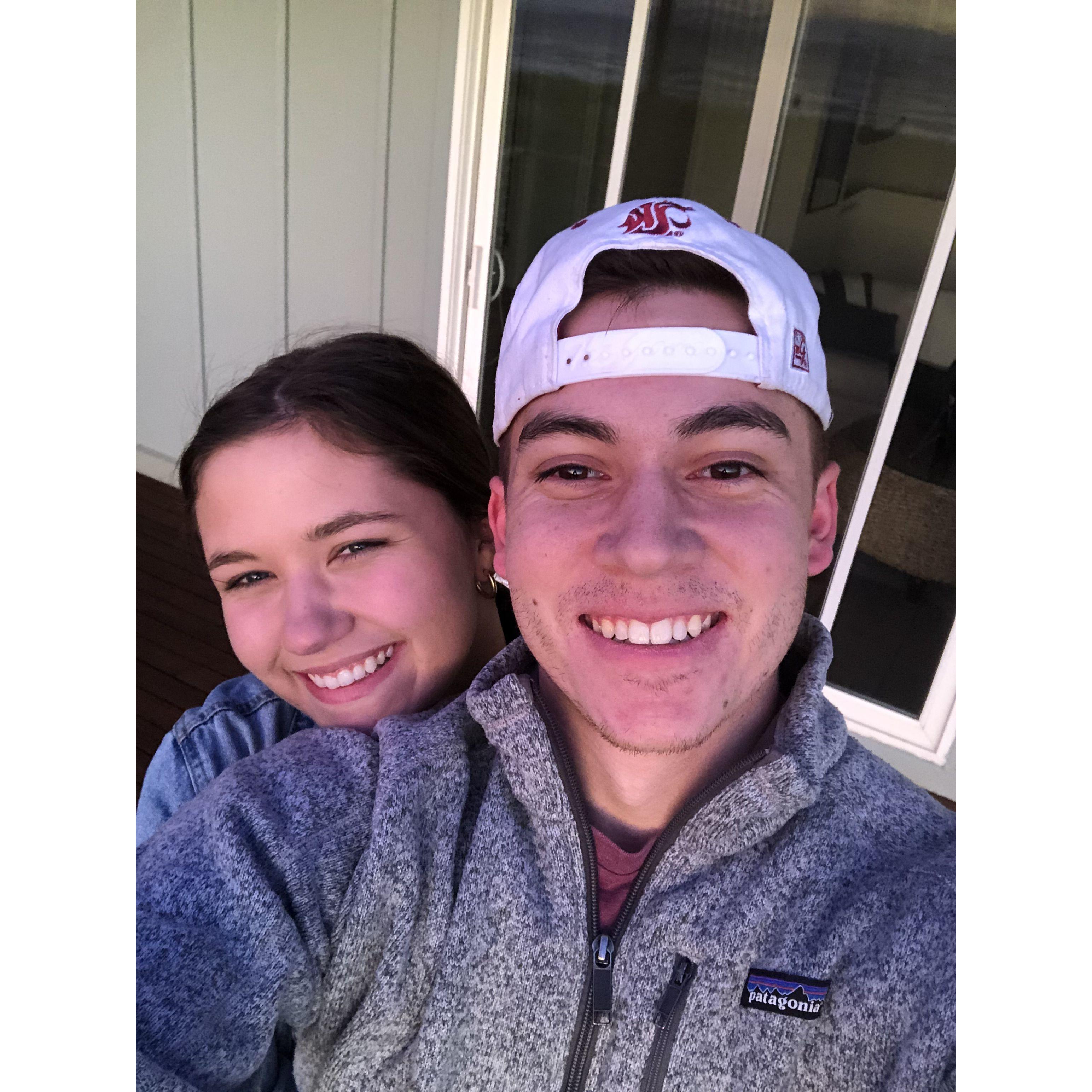 Our first photo taken together in Westport, WA.