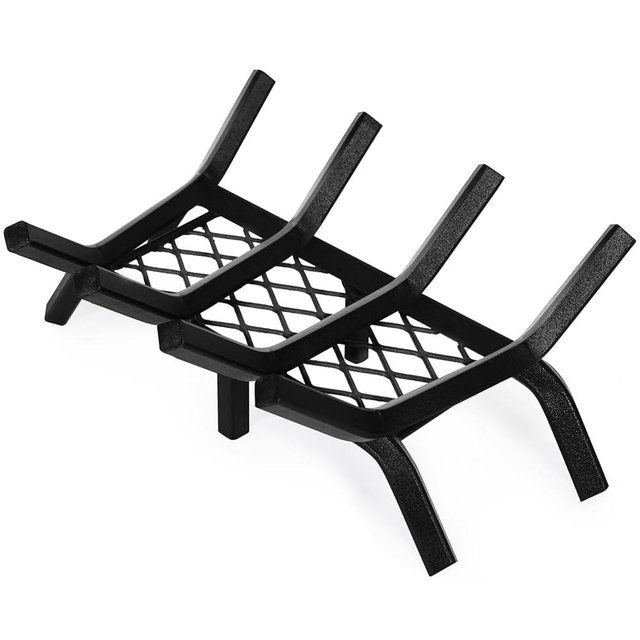 Fireplace Grate 17 "Heavy Duty with Ember Retainer, 1/2” Bar Fire Log Grate for Inside Fireplace, Fireplace Assectories, Chimney Hearth Wood Stove Burning Rack Holder,Wood Stove Grate for Outdoor