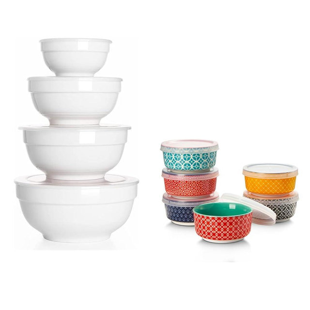 DOWAN Bundle-Serving Bowls with Lids and Dipping Bowls with Lids