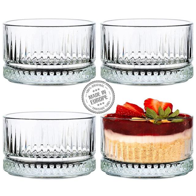 CRYSTALIA Glass Bowls Set for Kitchen Prep, Small Pinch Bowls, Clear Glass Cooking and Serving Bowls, Great for Salad, Sauce, Dipping, Dessert and Side Dishes, Mini Crystal Dinnerware Set of 4