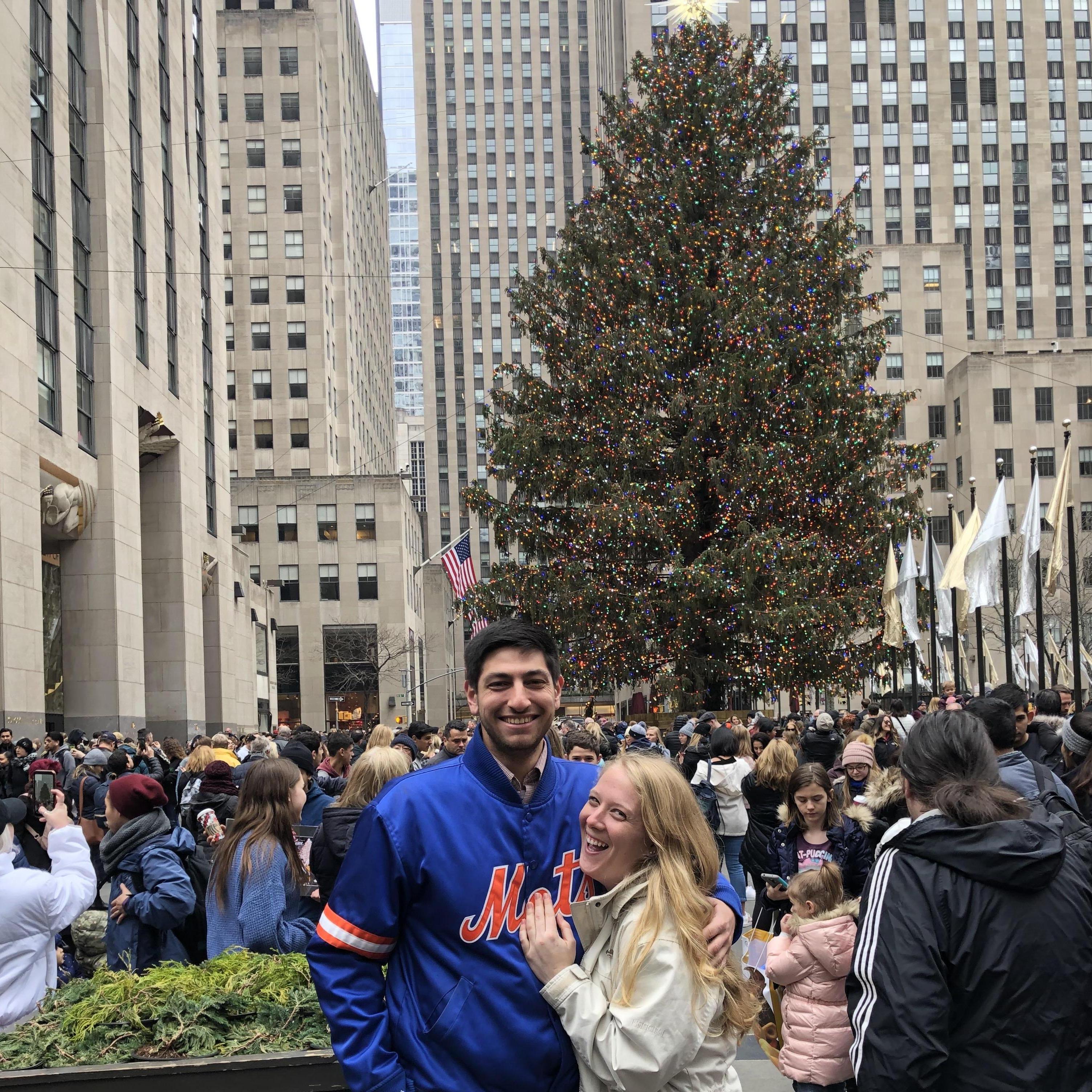 The Hannukah Bush at Rockefeller Center in the winter of 2019-2020 before COVID was a thing.