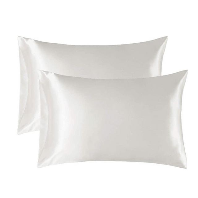Bedsure Satin Pillowcase for Hair and Skin Silk Pillowcase 2 Pack - King Size (Ivory, 20x36 inches) Pillow Cases Set of 2- Satin Pillow Covers with Envelope Closure
