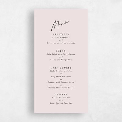 Light Mauve, Pink Wedding Menu - Anerley