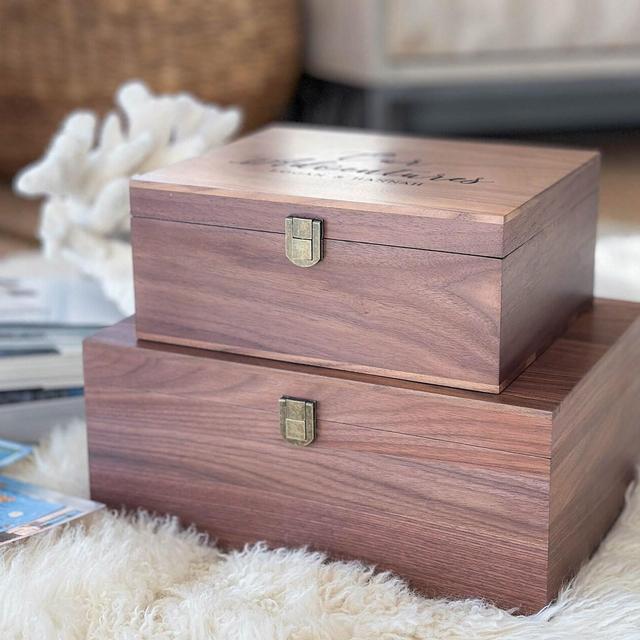Personalized Walnut Keepsake Box, Wedding Memory Box, Wedding Keepsake Box, Anniversary Gifts, Bridal Shower Gift, Photo Memory Box