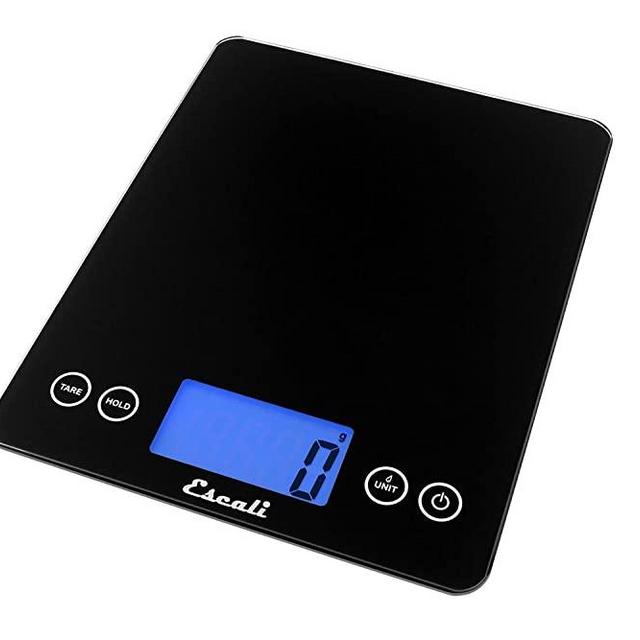 Escali 2210IB ArtiXL Extra-Large Glass Digital LCD Display Kitchen Scale, Measures Liquid and Dry Ingredients, Tare Function, 22lb Capacity, Black
